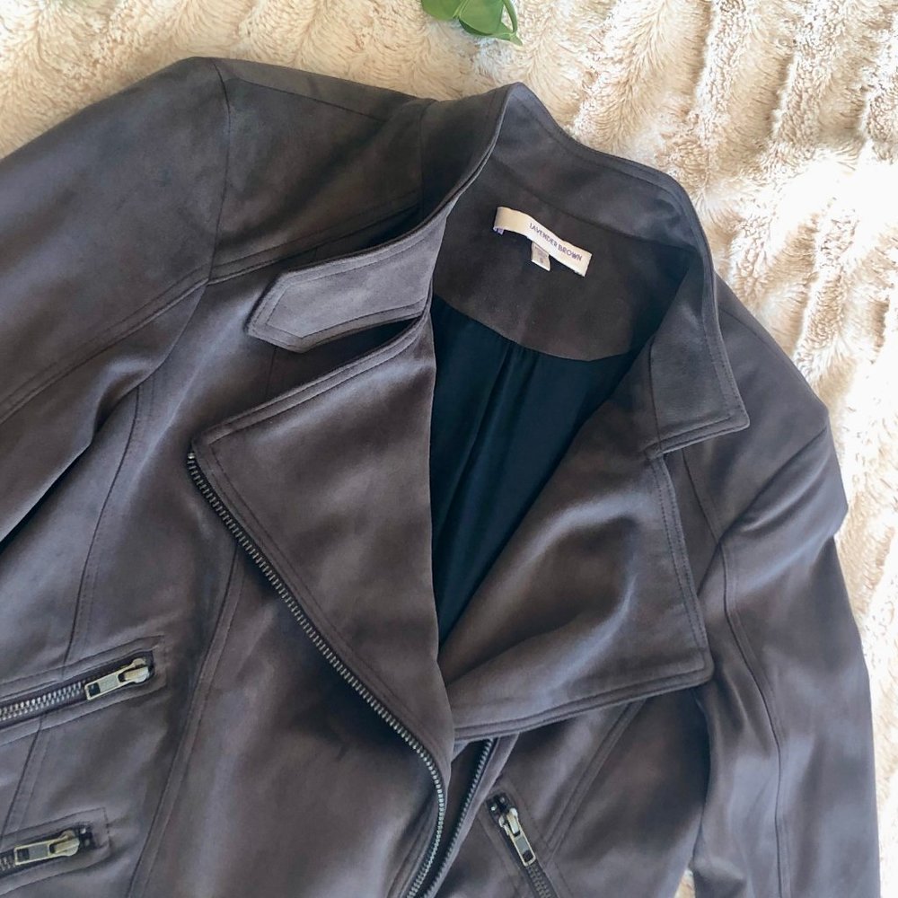 Lavender Brown suede moto jacket - Small